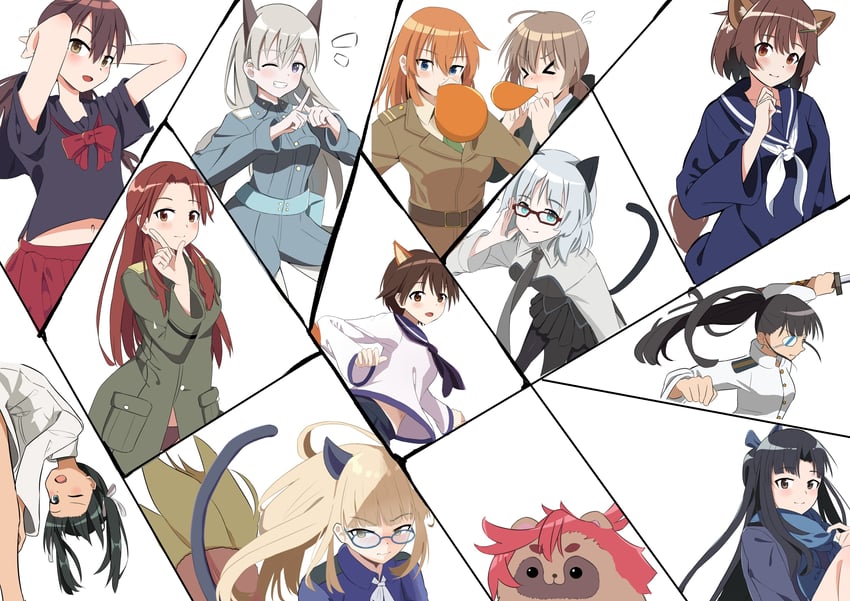 无畏魔女、强袭魔女、世界魔女系列 1个其他角色 第501统合战斗航空团 6个以上女孩 闭眼挤眼 替换服装