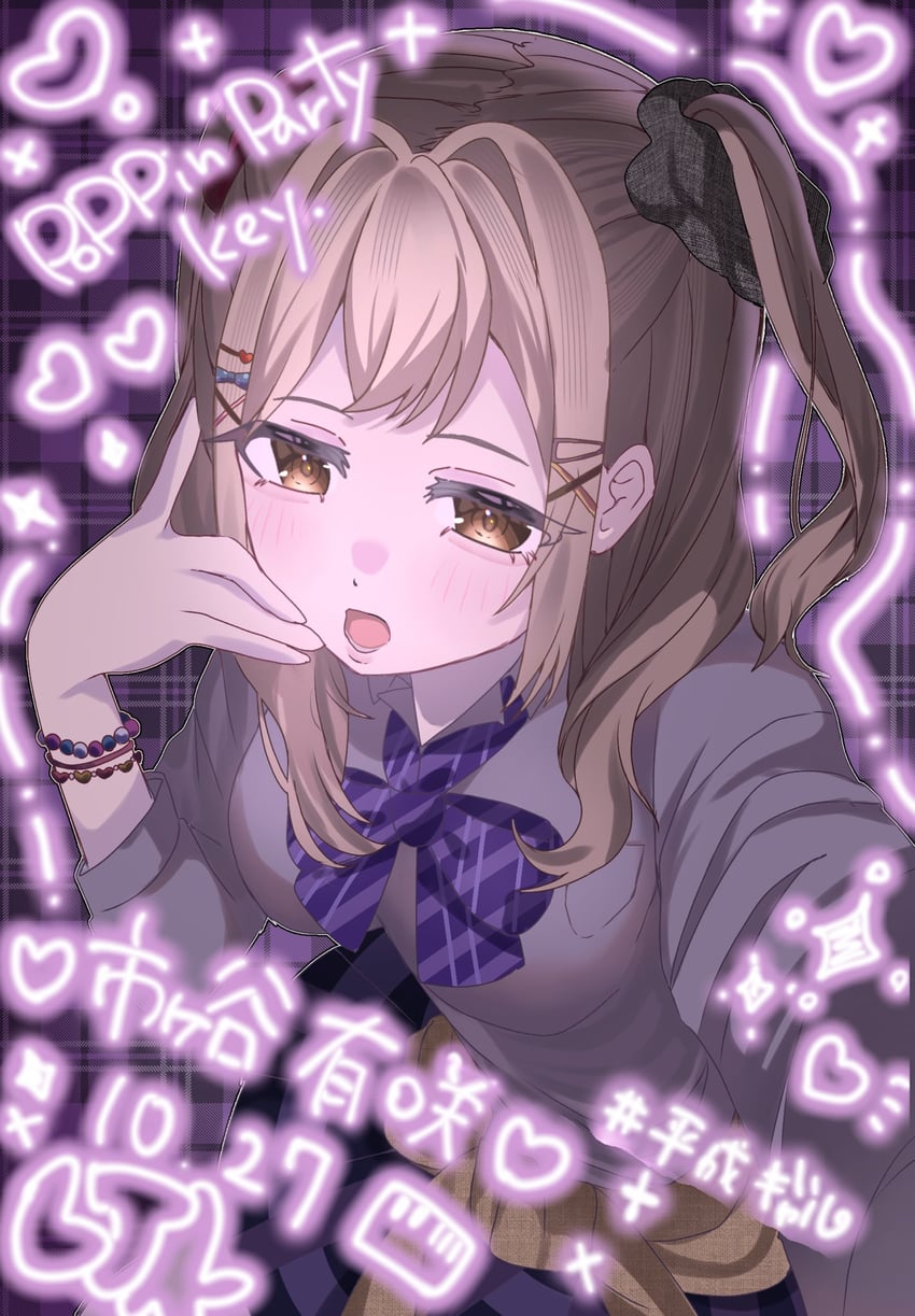 BanG Dream!、市谷有咲 1名女孩 金发 蝴蝶结 手链 乳房