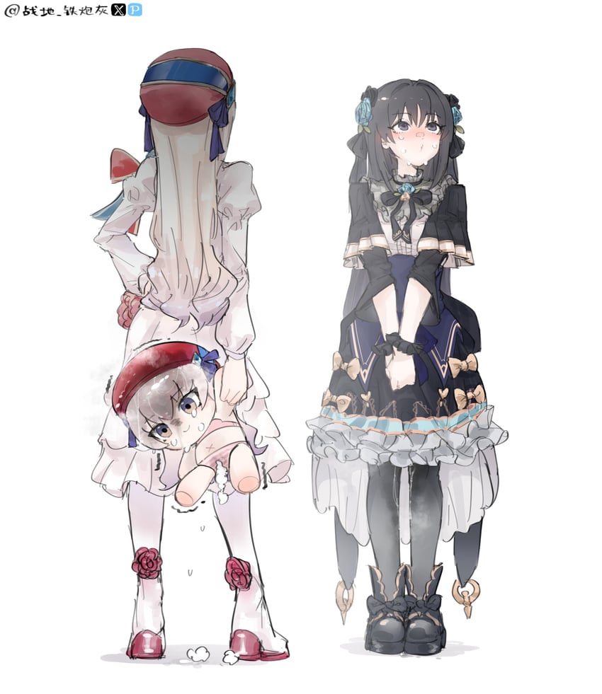 韵律源点 Arcaea、光 (Arcaea)、光 (断片) (韵律源点) 2名女孩 露肩设计 作者名 贝雷帽 围兜领