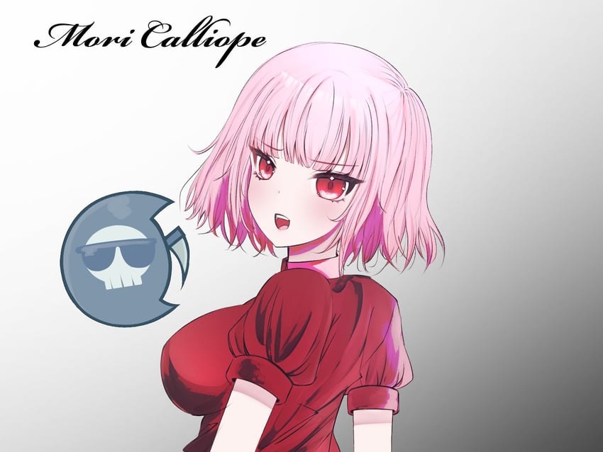 Hololive、Hololive英语、森美声 1名女孩 乳房 张嘴 粉发 红眼