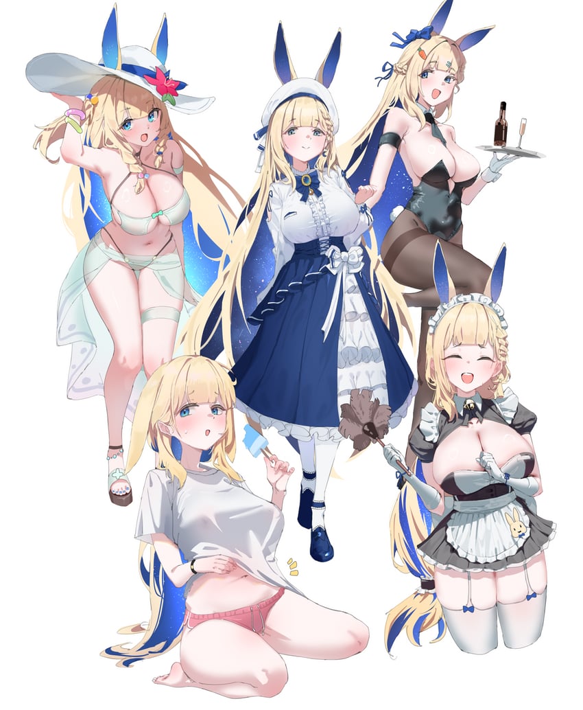 原创、blonde rabbit girl (jinsound) 1名女孩 替换服装 兽耳 臂带 裸腿