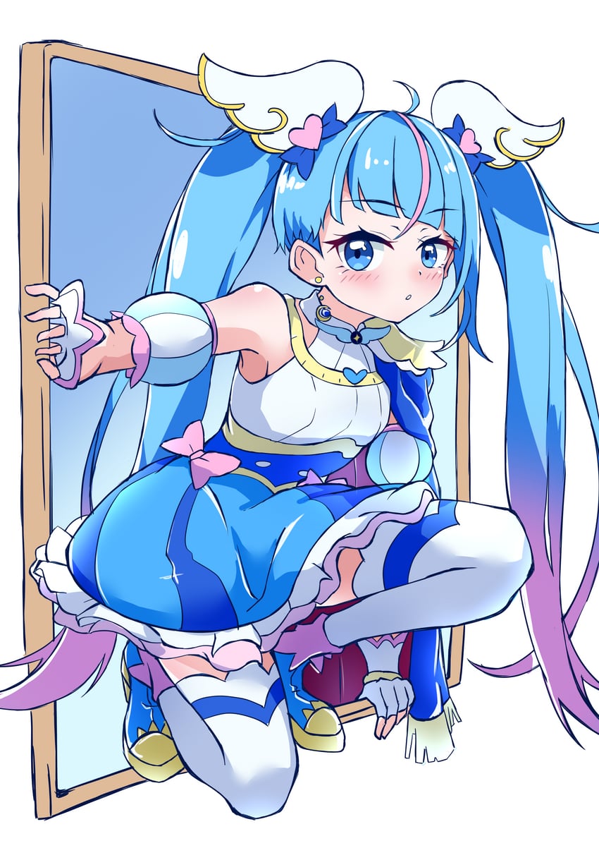开阔天空！光之美少女、名侦探光之美少女、光之美少女 1名女孩 惊讶 踝靴 蓝色靴子 蓝色披风