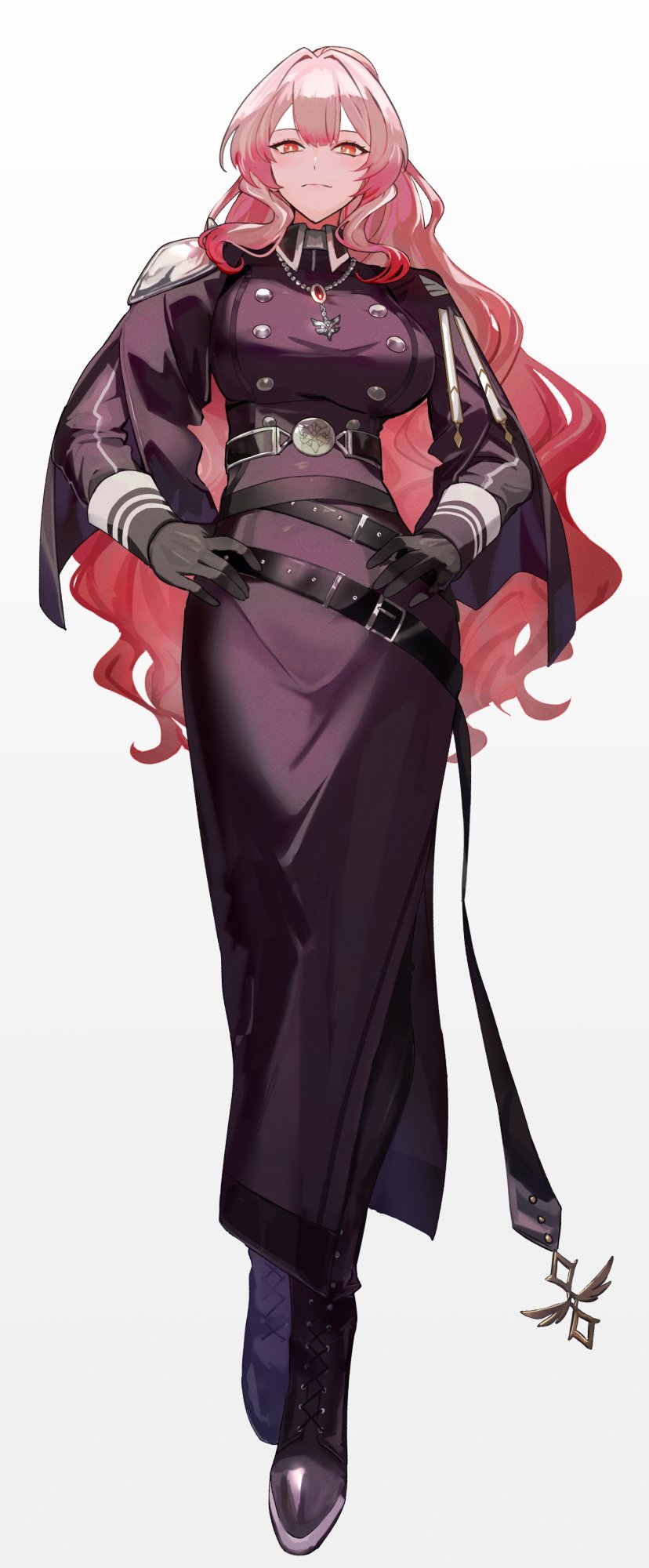 游戏王、驱魔修女·玛尔法 1名女孩 铠甲 腰带 黑色手套 靴子