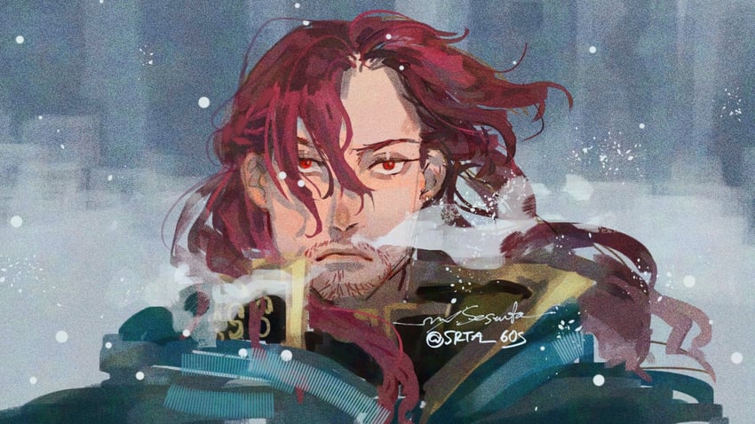 海贼王、费加兰德·雪绒花 1名男孩 胡茬 吐息 胡须 发丝垂在眼睛之间