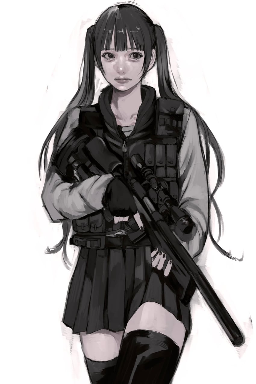 原创 1名女孩 卧蚕 黑瞳 黑色手套 黑发