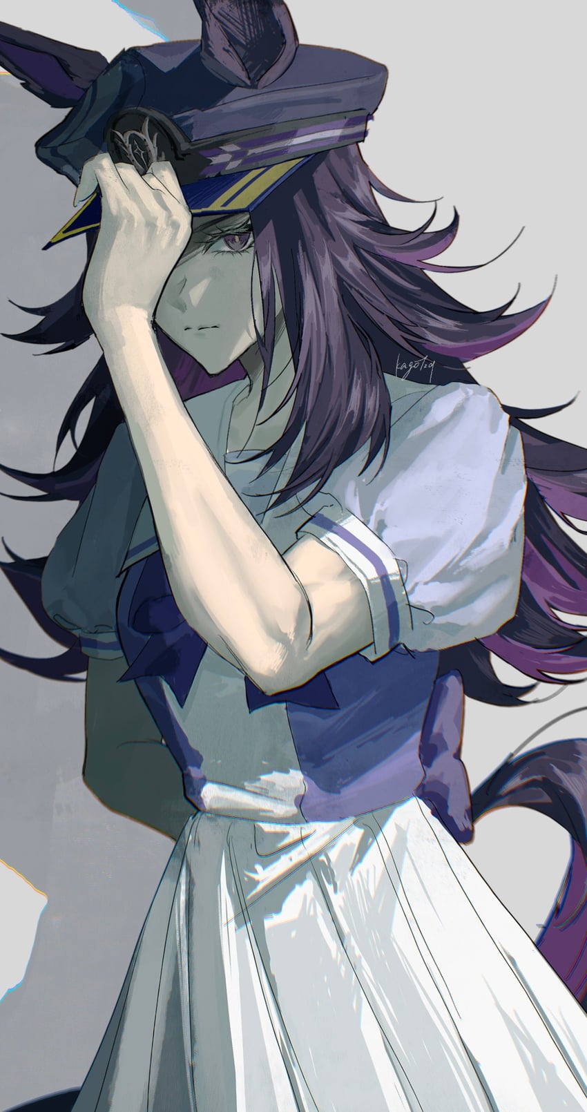 赛马娘、费诺美诺（赛马娘） 1名女孩 整理衣服 整理头饰 兽耳 黑发