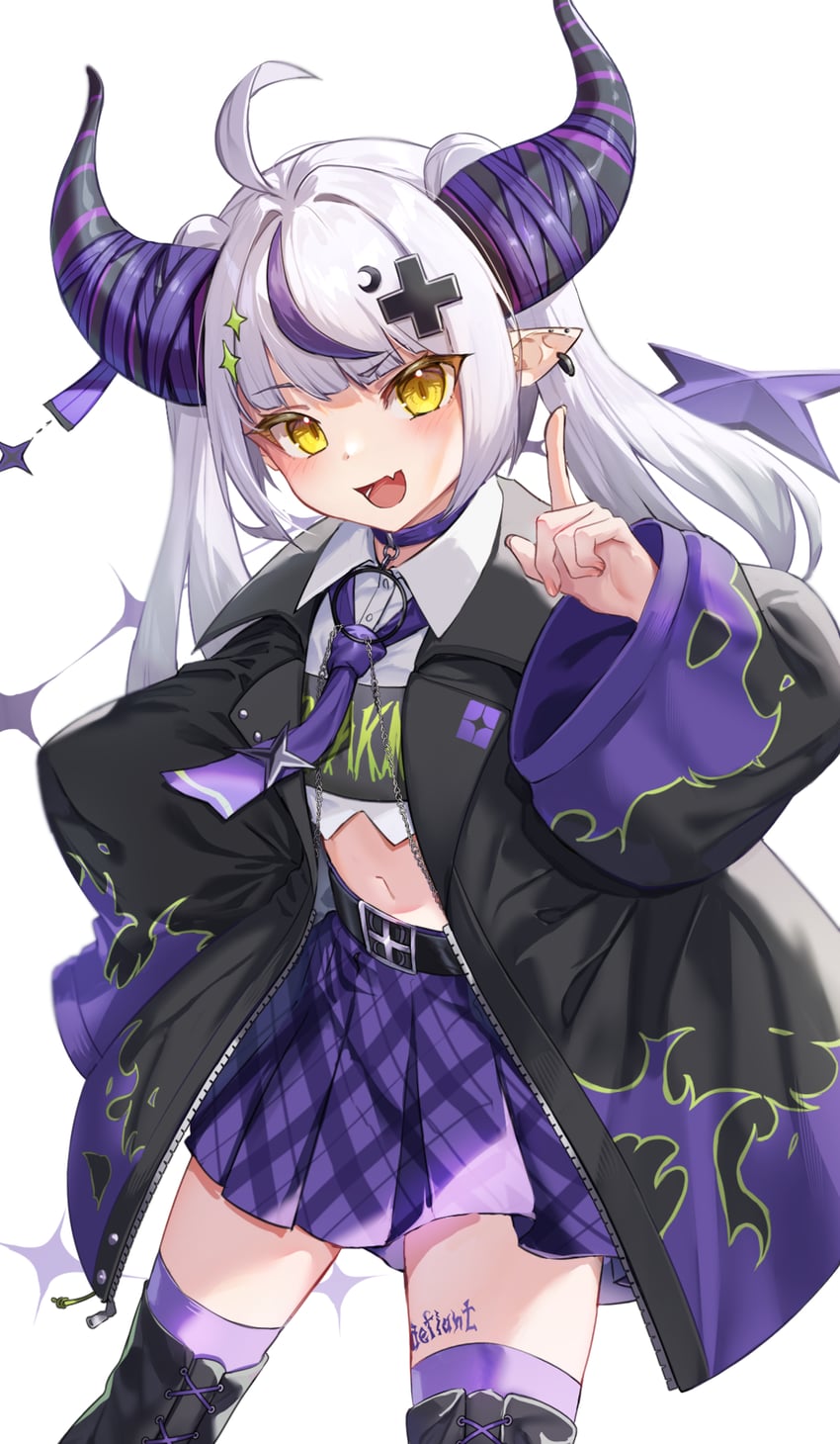 Hololive、拉普拉斯·达克尼斯、拉普拉斯·暗黑 (便装) 1名女孩 :D 呆毛 腰带 黑色皮带
