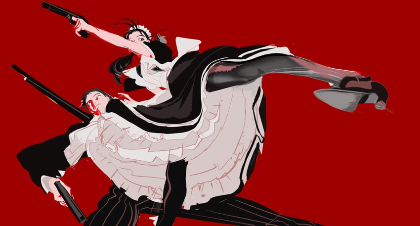 原创 1名男孩 1名女孩 围裙 攻击 黑发