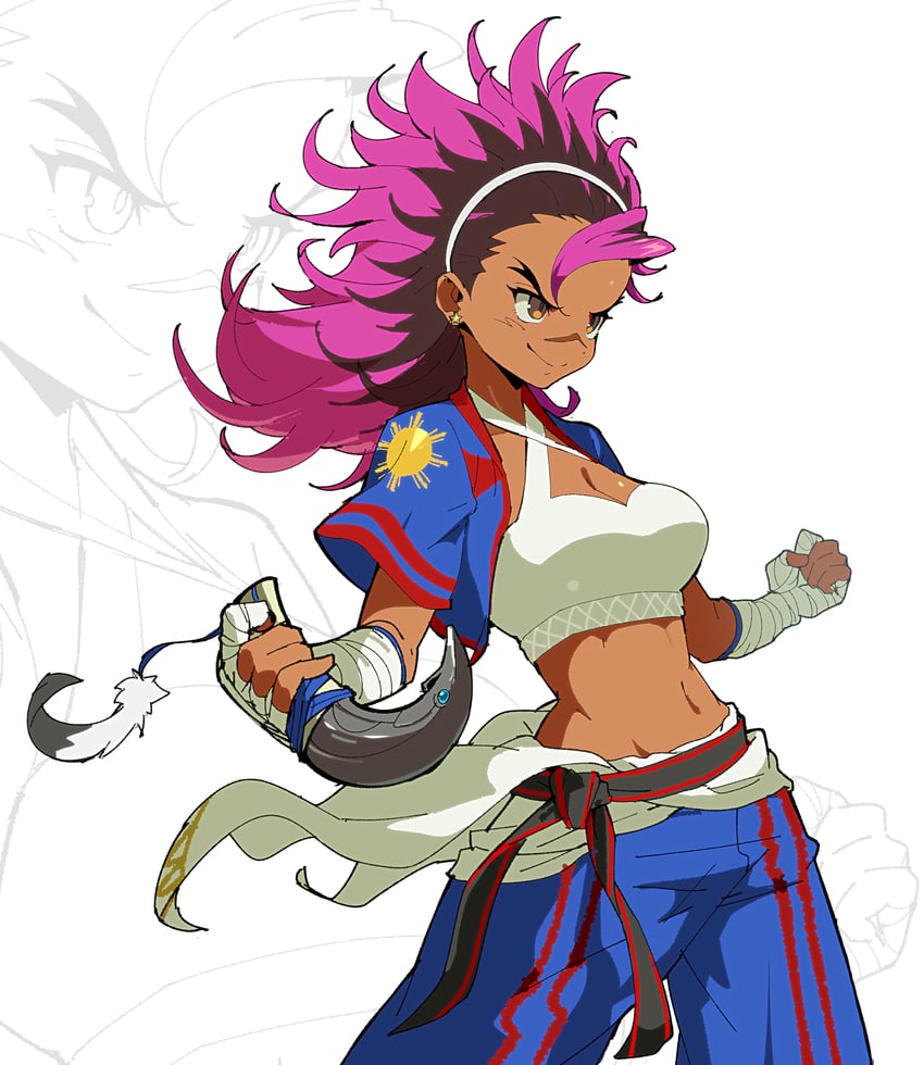 街头霸王、街头霸王6、yasmine (street fighter) 1名女孩 缠绷带的手 绷带 黑发 乳房