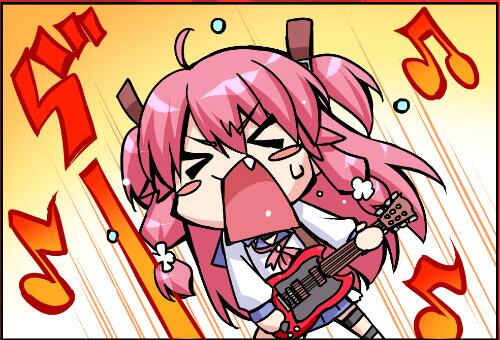 Angel Beats!、由依 (Angel Beats!) 1名女孩 闭眼挤眼 呆毛 蓝裙子 Q版