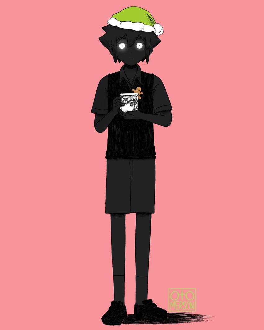 OMORI、Omori (OMORI)、陌生人 (Omori) 1名男孩 作者名 黑发 黑衬衫 黑鞋