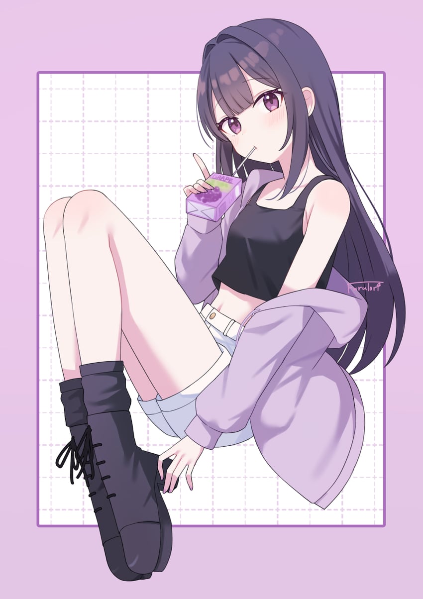 原创 1名女孩 腋窝褶皱 作者名 黑衬衫 靴子