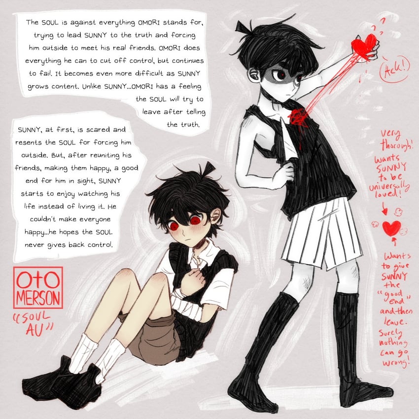 三角符文、OMORI、Undertale/Deltarune 2个男孩 异色瞳 呆毛 箭头（符号） 作者名
