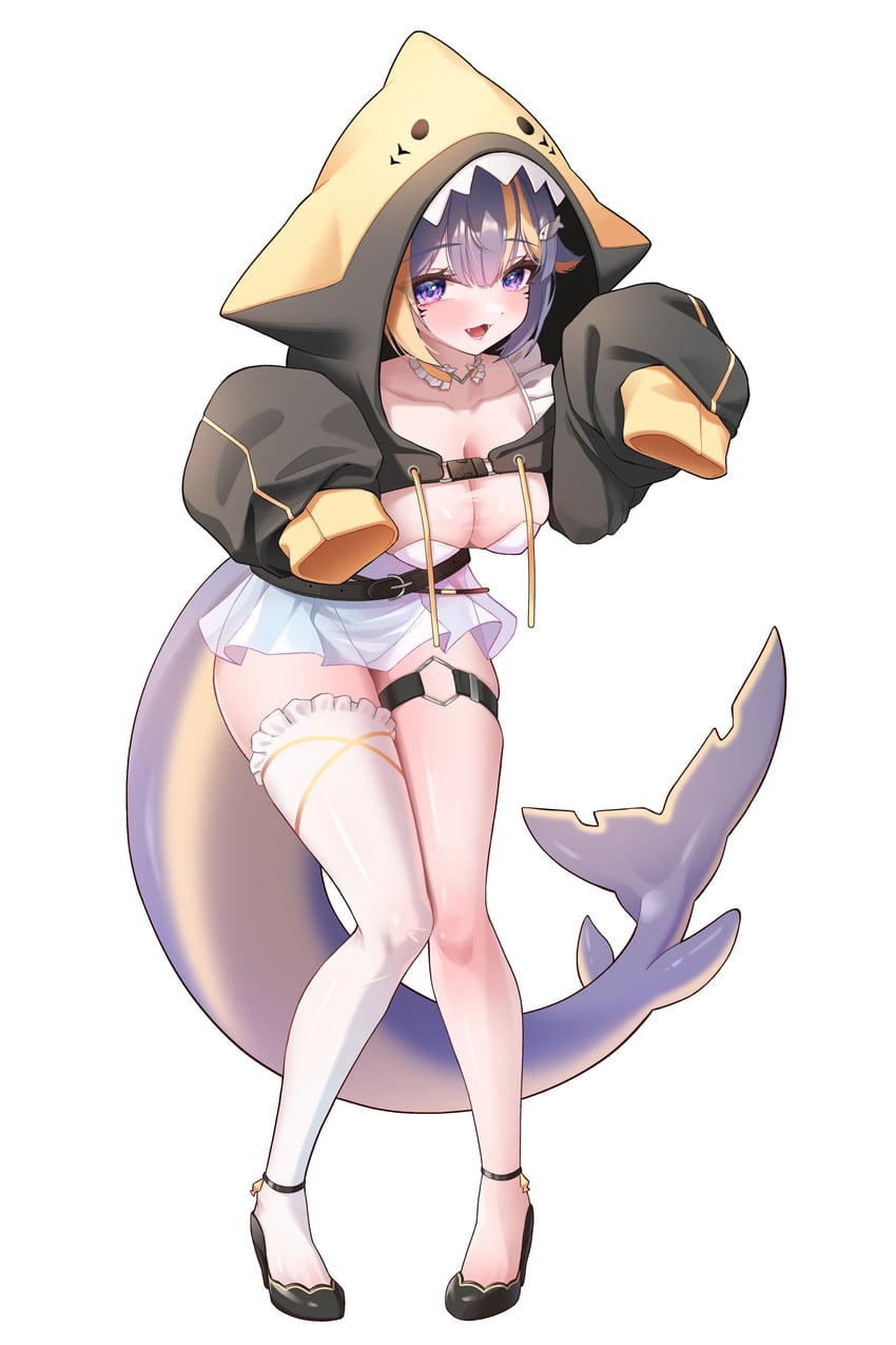 二次元插画 1名女孩 腰带 黑色皮带 黑鞋 金发