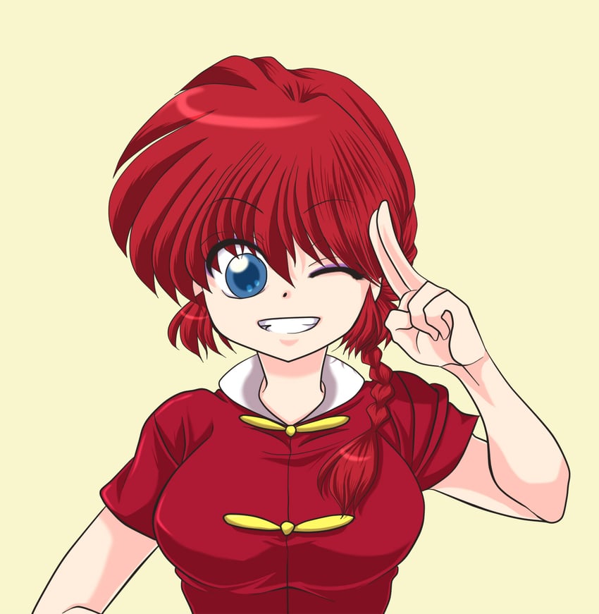 乱马1/2、早乙女乱马、早乙女乱马 (女) 1名女孩 :D 微笑 蓝眼 辫子