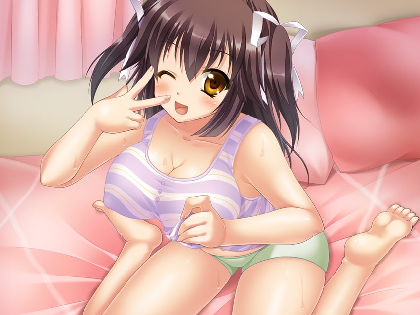 梦见颊！、kogure miori 1名女孩 赤脚 床单 卧室 黑发