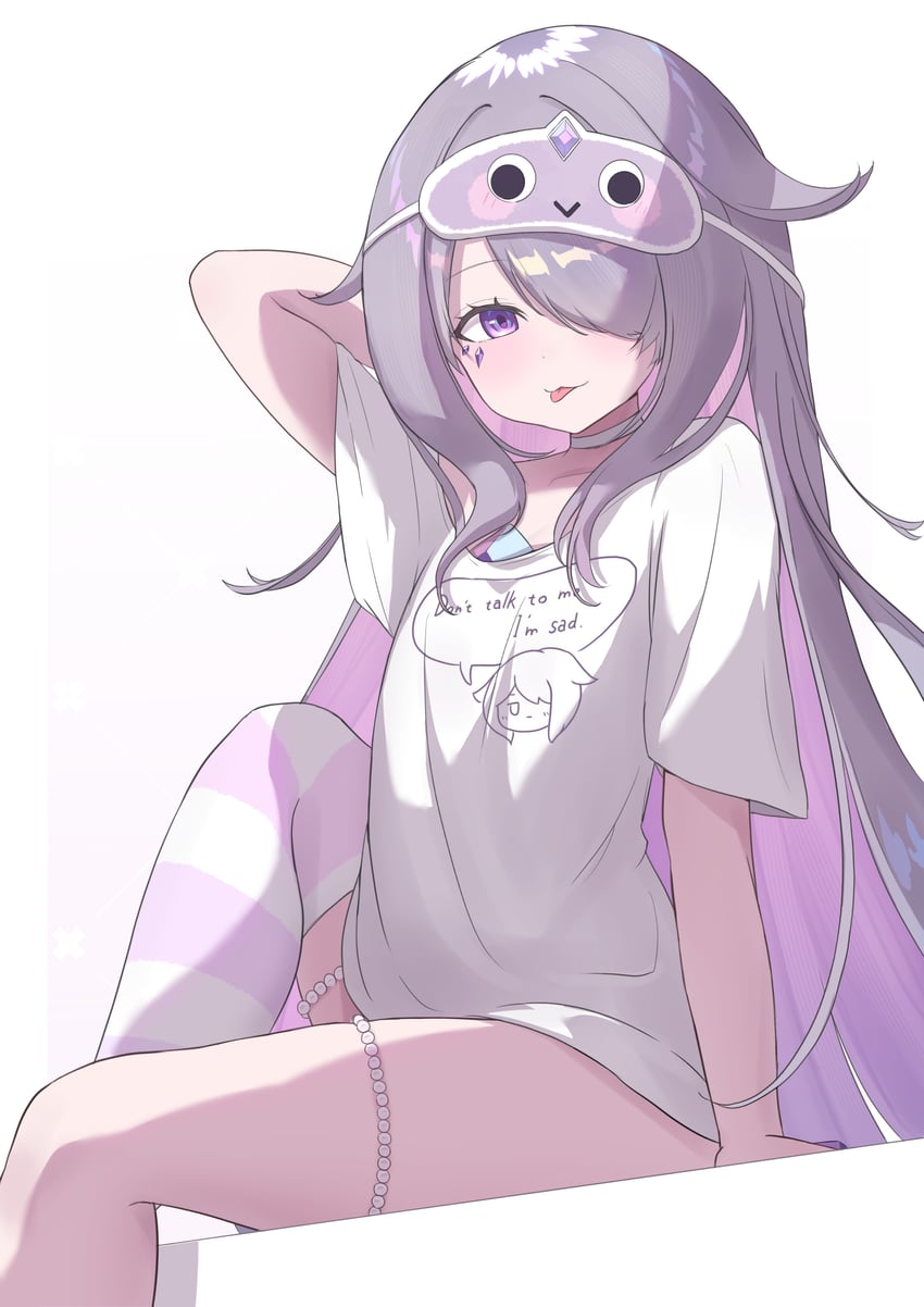 Hololive、Hololive英语、古石比珠 1名女孩 :p 不对称腿部穿着 宝石 渐变发