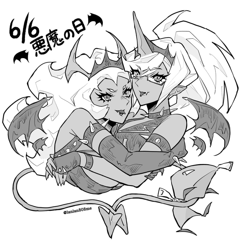 吊带袜天使、拉链 (Panty & Stocking)、膝下袜 (吊带袜天使) 2名女孩 蓝发 乳房 有色皮肤 恶魔娘