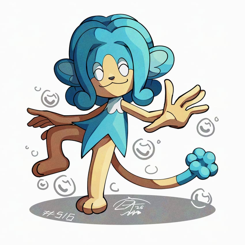 宝可梦、冷水猿 蓝皮毛 气泡 闭眼 宝可梦 (生物) 签名