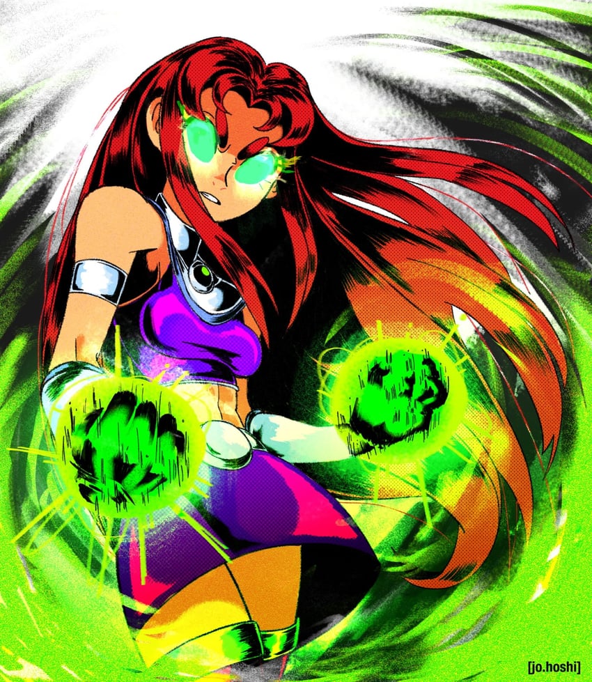 DC漫画、少年泰坦、星火 1名女孩 束臂装置 靴子 有色巩膜 有色皮肤