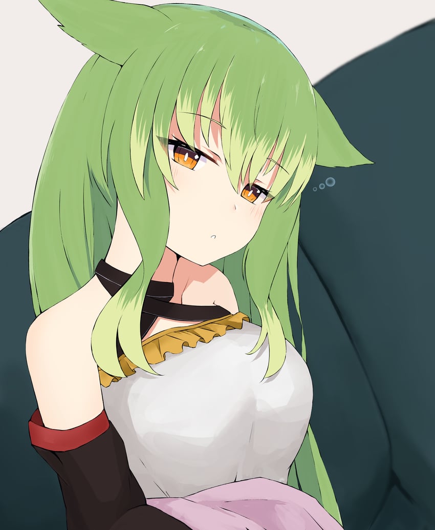 原创 1名女孩 惊讶 兽耳 露肩 黑色袖子