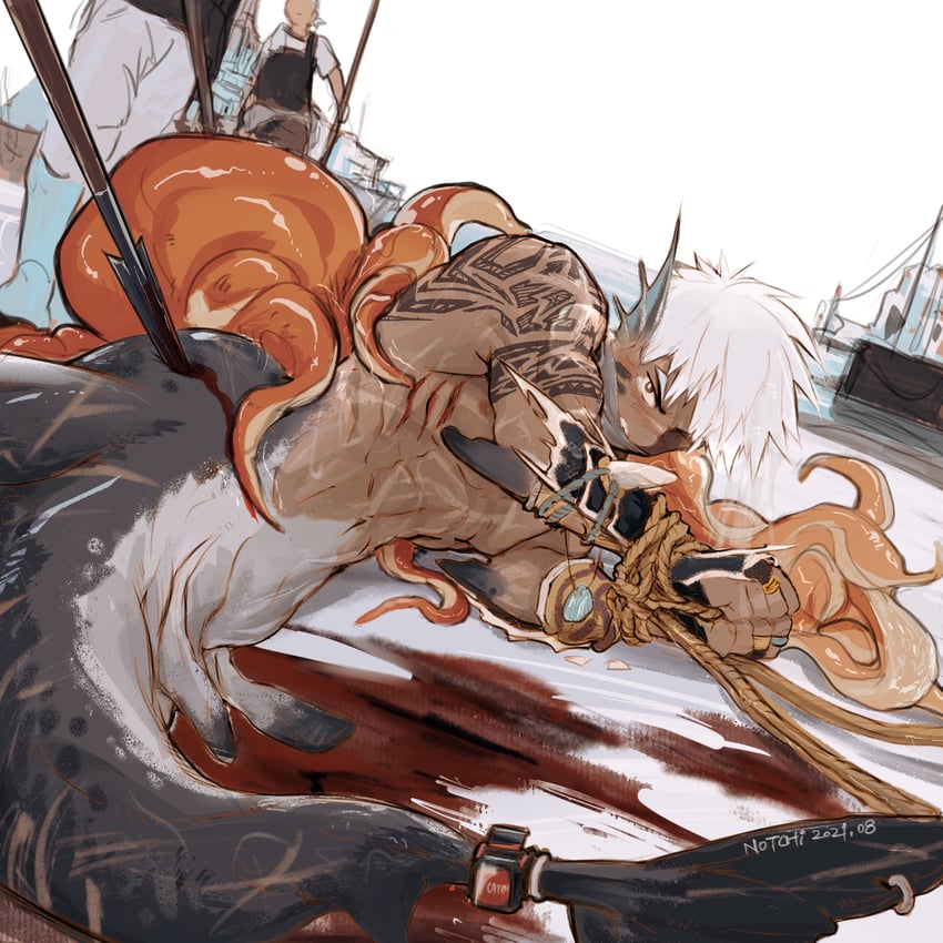 原创 3个男孩 流血 血 船 束缚