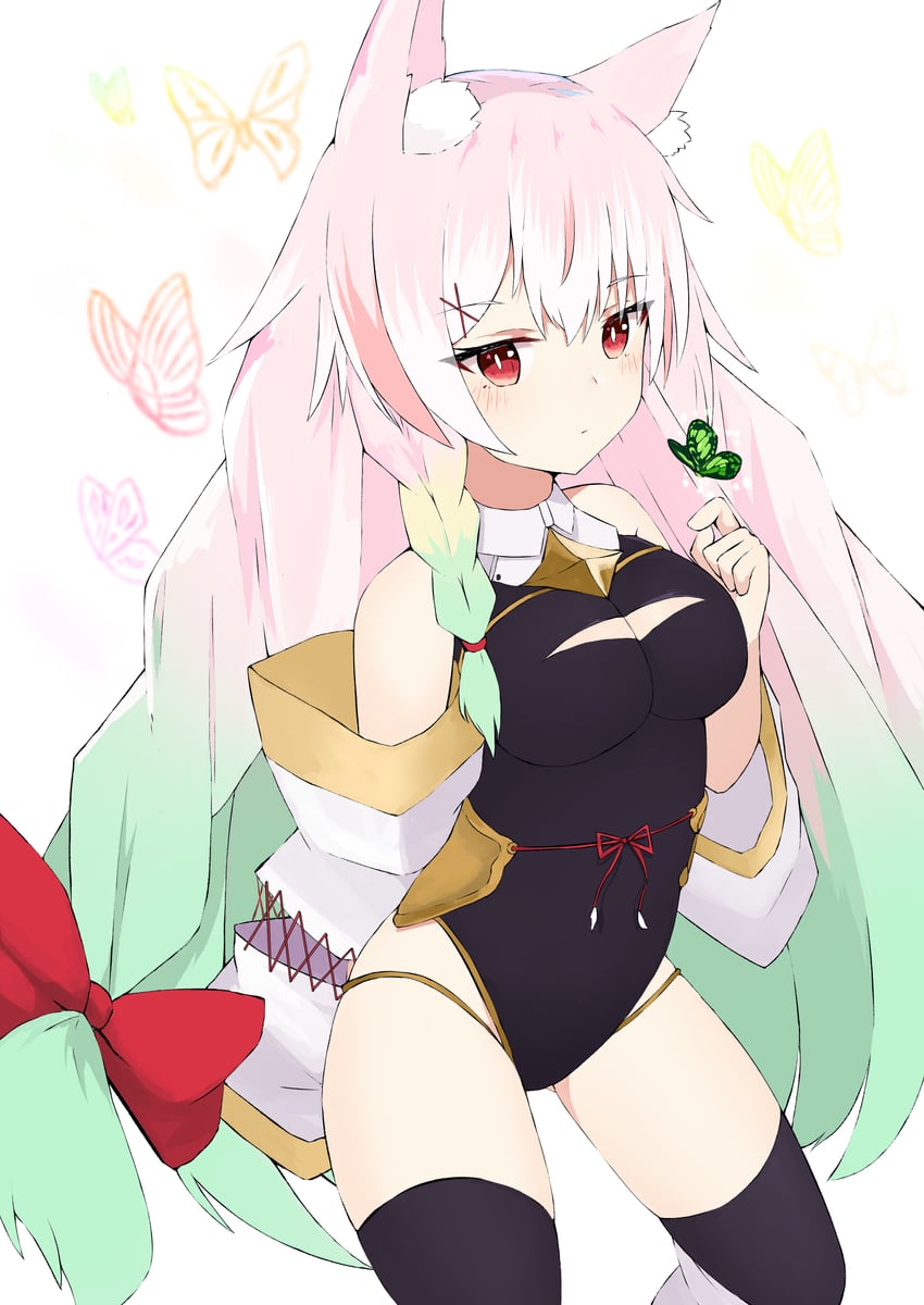 原创 1名女孩 动物 兽耳毛 兽耳 露肩