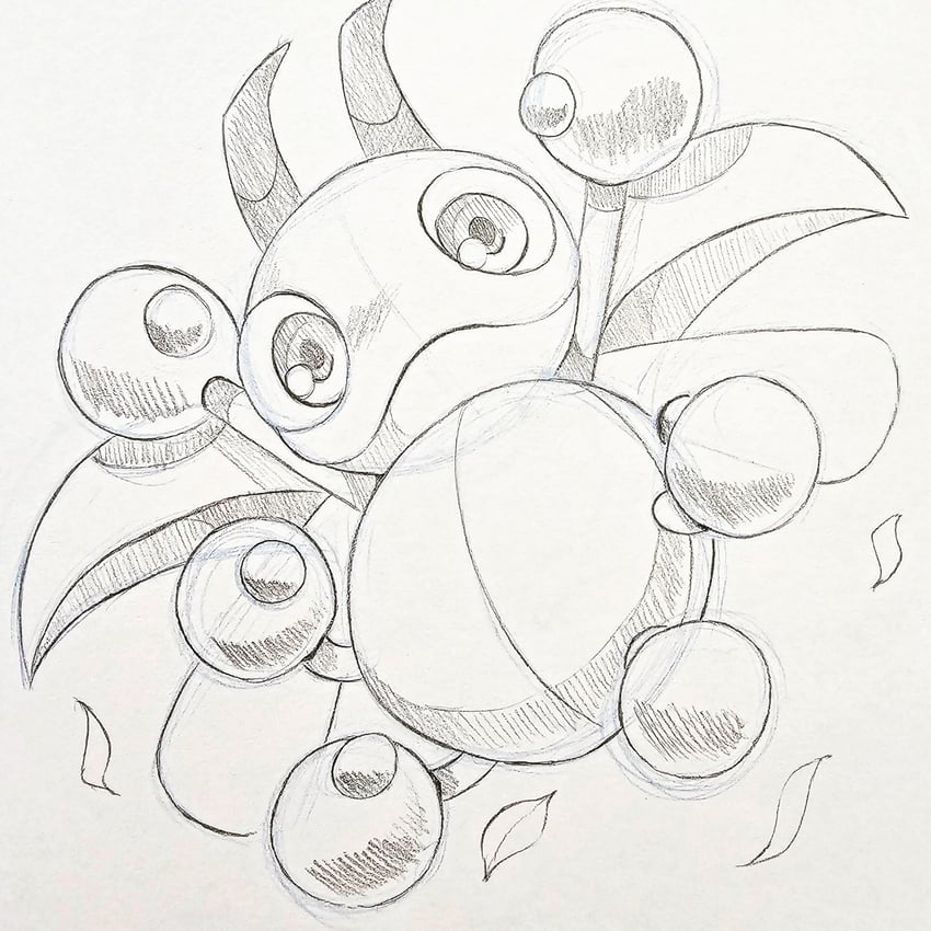 宝可梦、芭瓢虫 灰度 看向观众 单色 无人类 宝可梦 (生物)