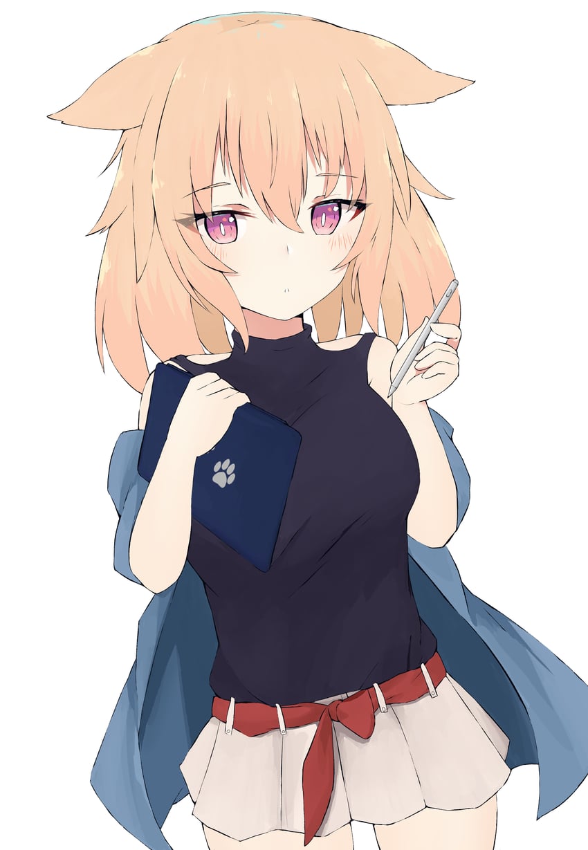 原创 1名女孩 惊讶 黑衬衫 蓝色夹克 脸红