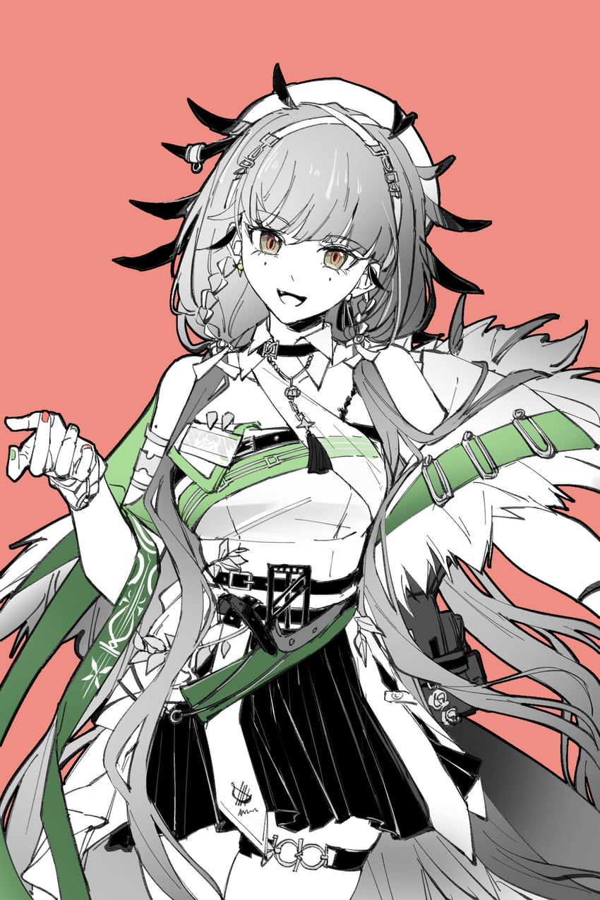 明日方舟、埃拉托 (明日方舟) 1名女孩 :D 露肩 腰带 腰带扣