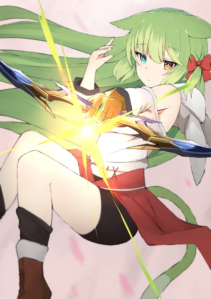 原创 1名女孩 兽耳 露肩 黑色短裤 黑袜