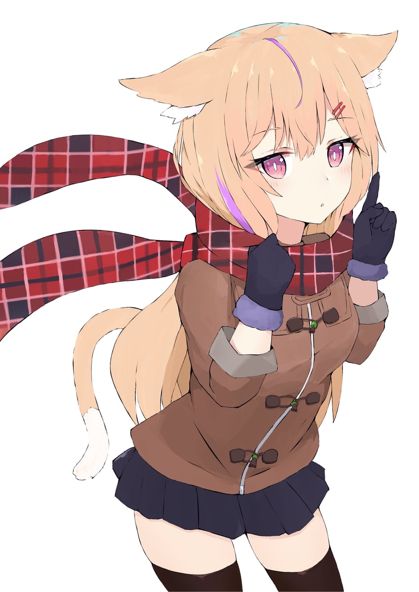 原创 1名女孩 惊讶 兽耳毛 兽耳 黑色手套