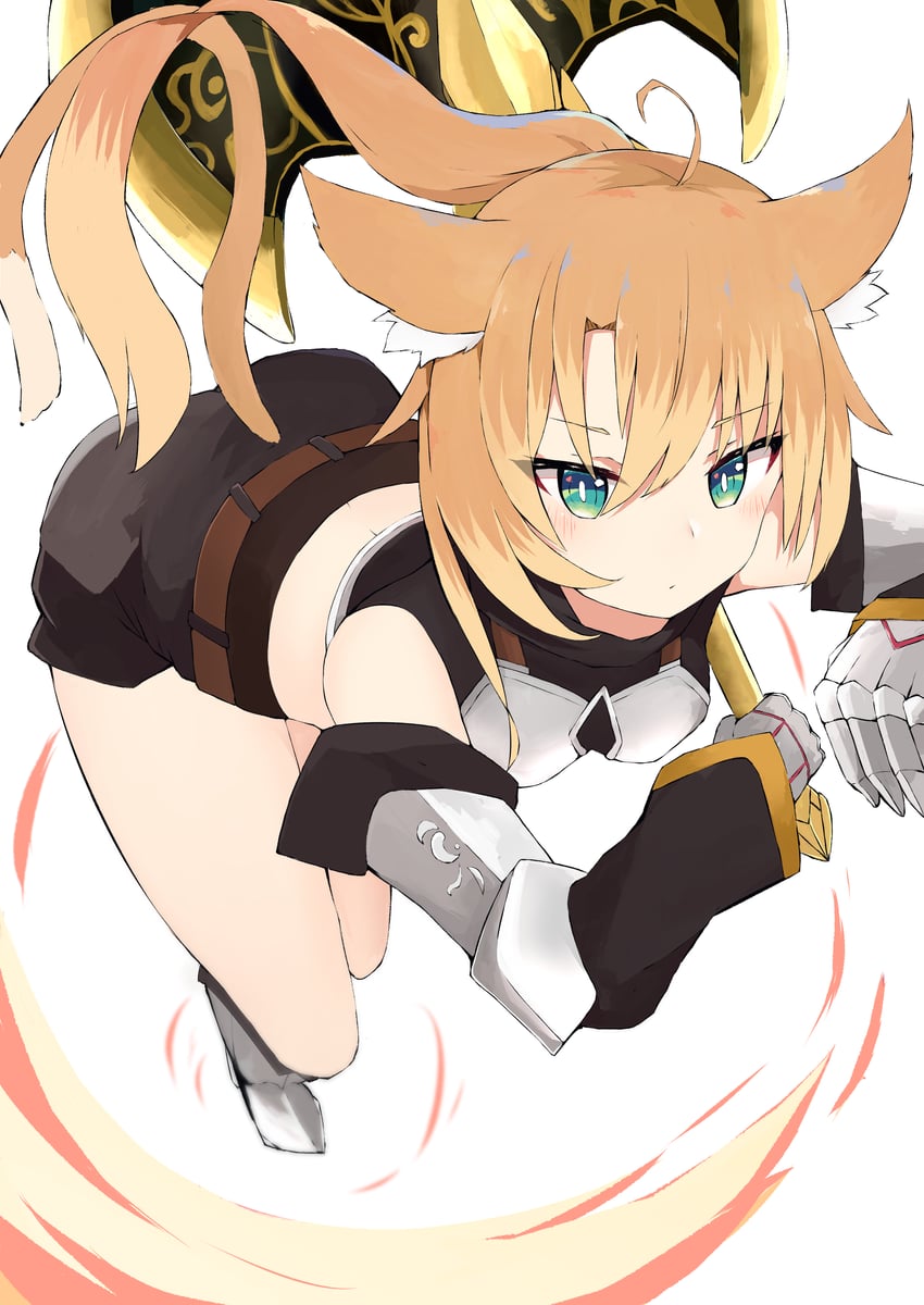 原创 1名女孩 呆毛 兽耳毛 兽耳 斧头