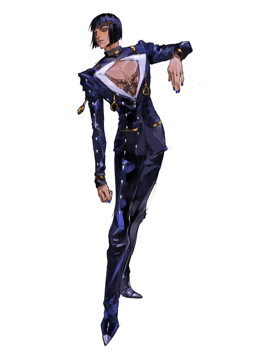 JOJO的奇妙冒险、黄金之风、布鲁诺·布加拉提 1名男孩 菱格纹衣服 菱格毛衣 黑唇 黑色西装