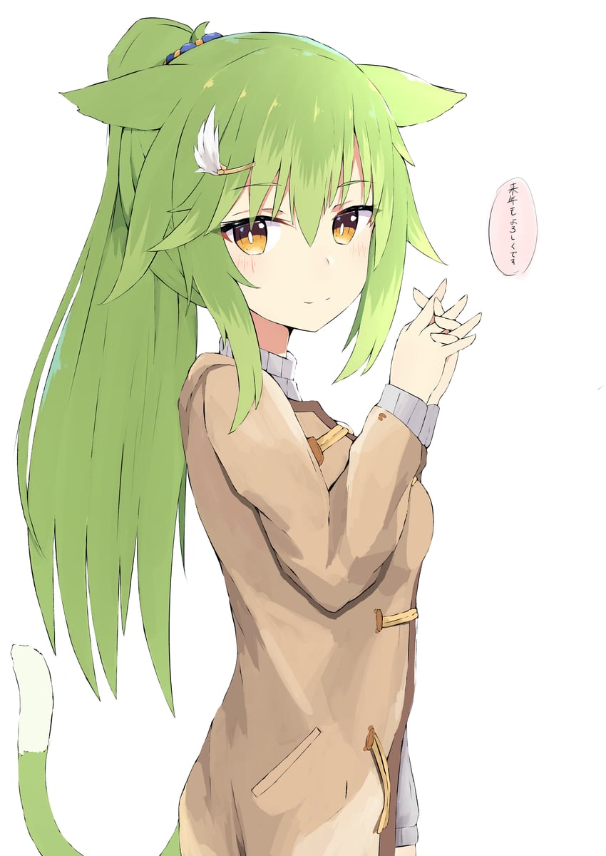 原创 1名女孩 兽耳 脸红 棕色夹克 闭嘴