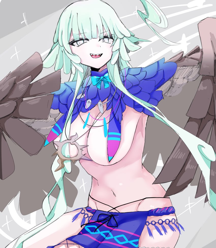 Fate/Grand Order、Fate系列、娄希 (Fate) 1名女孩 呆毛 鸟腿/细腿 蓝色蝴蝶结 蓝色缠腰布