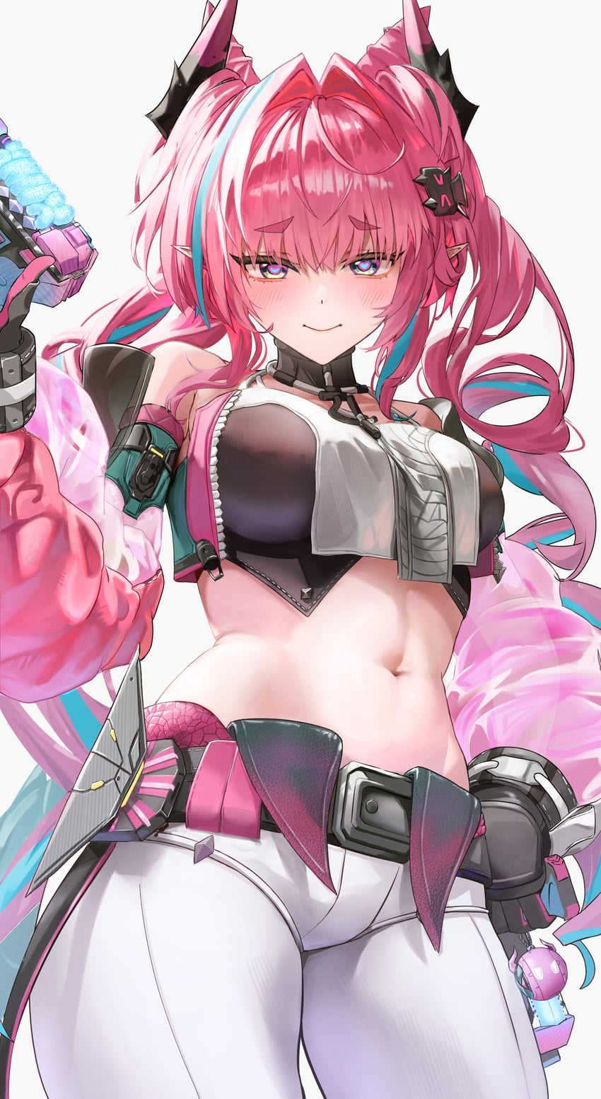明日方舟、明日方舟：终末地、依冯娜 (明日方舟) 1名女孩 露肩 黑色手套 蓝发 蓝瞳