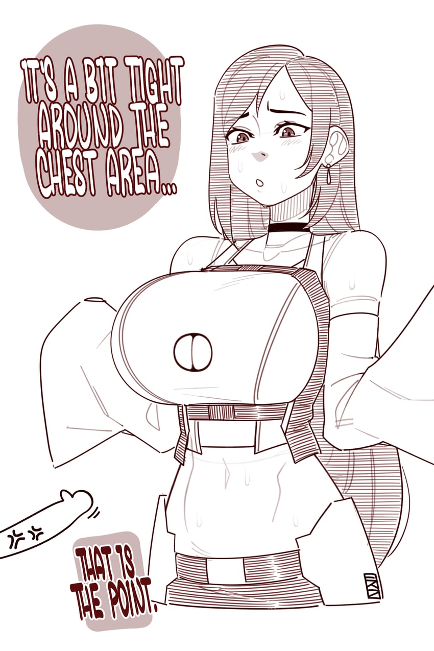 最终幻想、最终幻想VII、最终幻想7 重制版 1名女孩 乳房 胸部镂空 服装镂空 露脐短衫
