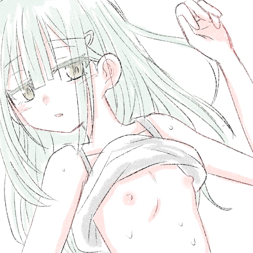 原创 1名女孩 脸红 贫乳 绿眼 绿发