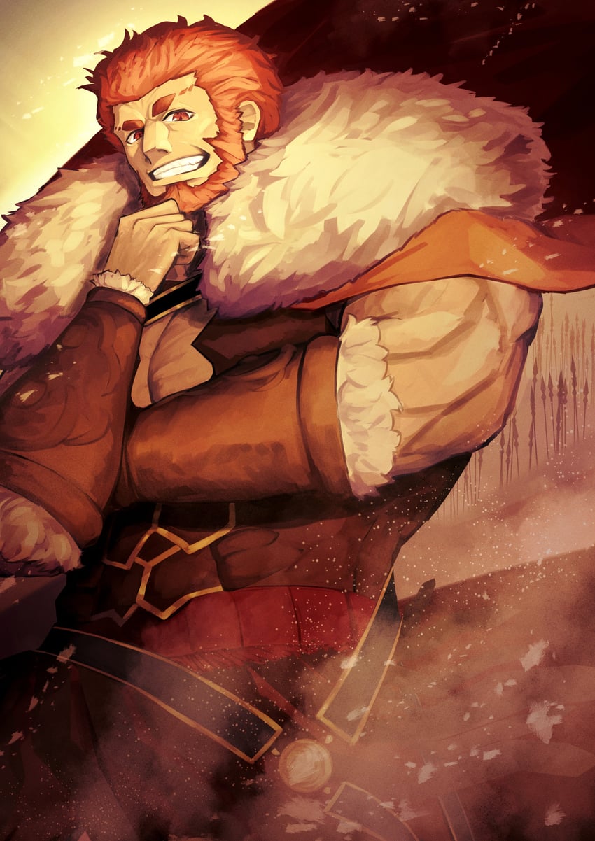 Fate/Zero、Fate系列、伊斯坎达尔 (Fate) 1名男孩 蔷薇 胡子 二头肌 斗篷
