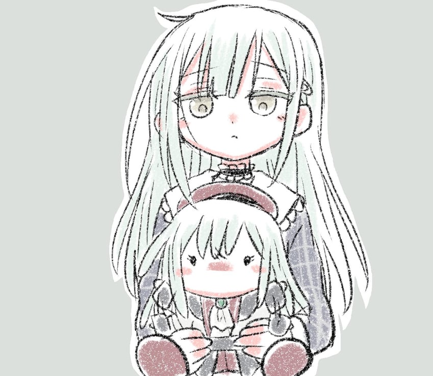 原创 1名女孩 黑色连衣裙 脸红 腮红贴纸 连衣裙