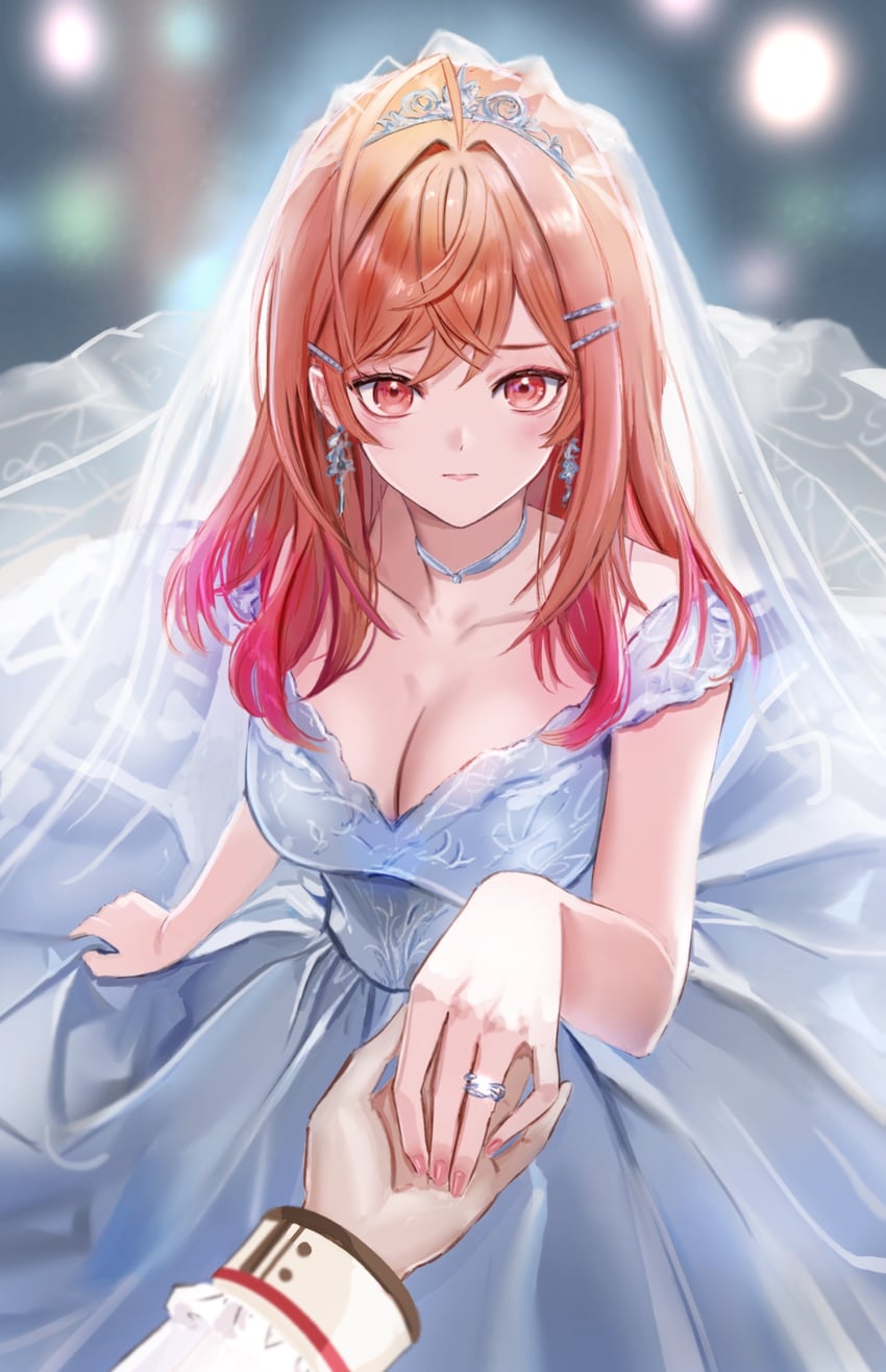 Hololive、hololive DEV_IS、一条莉莉华 1名女孩 呆毛 模糊 模糊背景 乳房