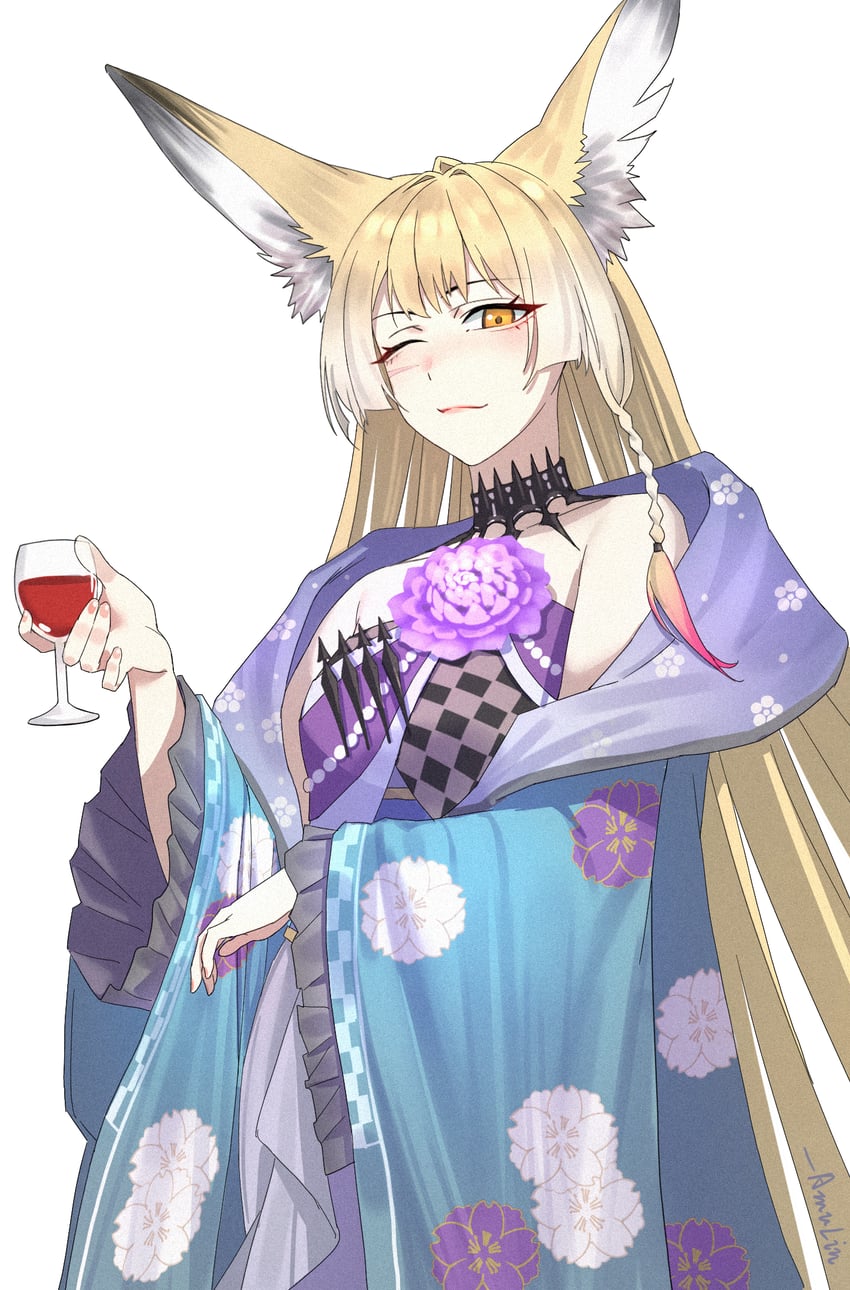 明日方舟、铃兰 (档案名)、铃兰 (焦点之外) (明日方舟) 1名女孩 ;) 酒 兽耳毛 兽耳