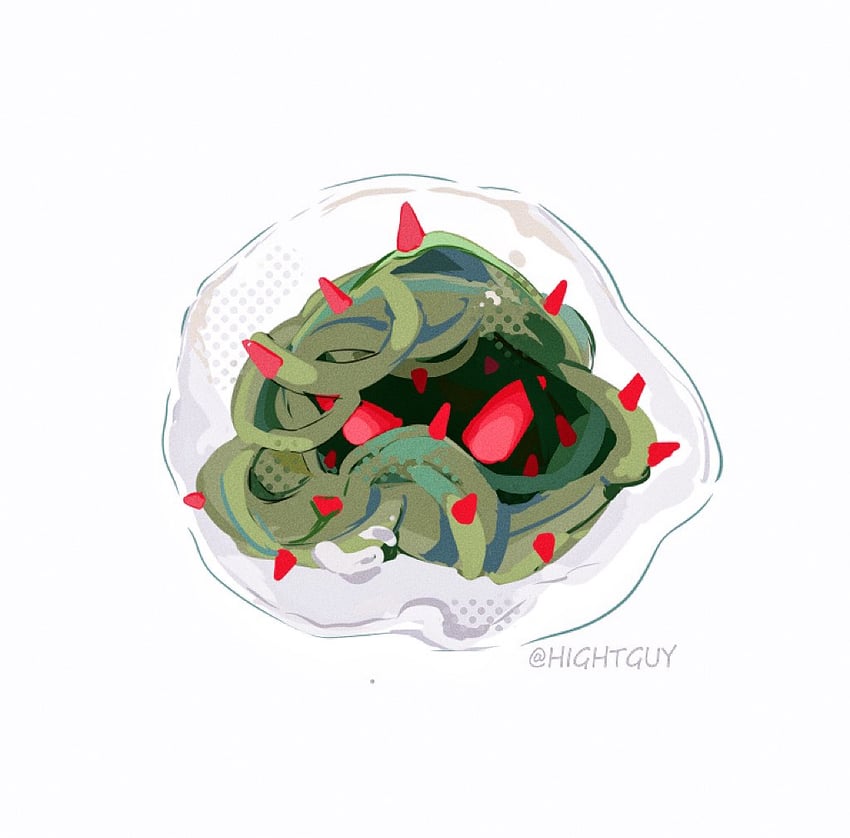 植物大战僵尸、缠绕海带 (植物大战僵尸) 作者名 看向观众 无人类 红眼 简单背景