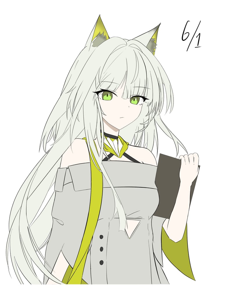 明日方舟、凯尔希 (明日方舟)、凯尔希·艾斯帕兰塔 (明日方舟) 1名女孩 兽耳毛 兽耳 露肩 猫耳