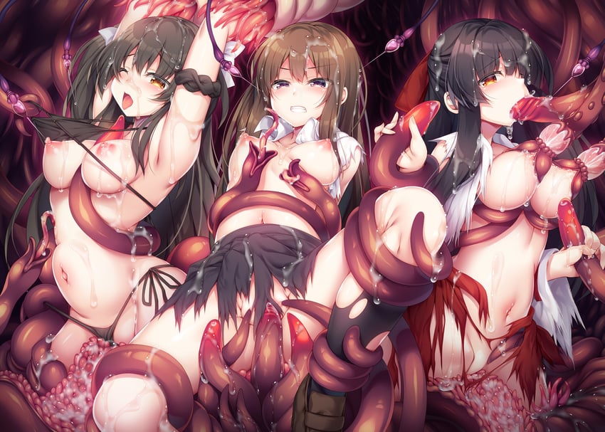 原创 3人女子 腋下 举起双手 比基尼 拉比基尼裤