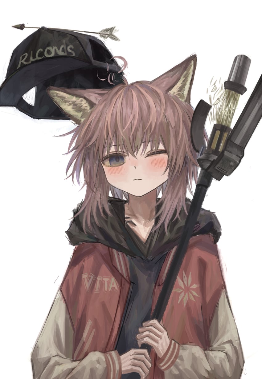 明日方舟、苏苏洛 (明日方舟) 1名女孩 兽耳毛 兽耳 黑色卫衣 狐耳