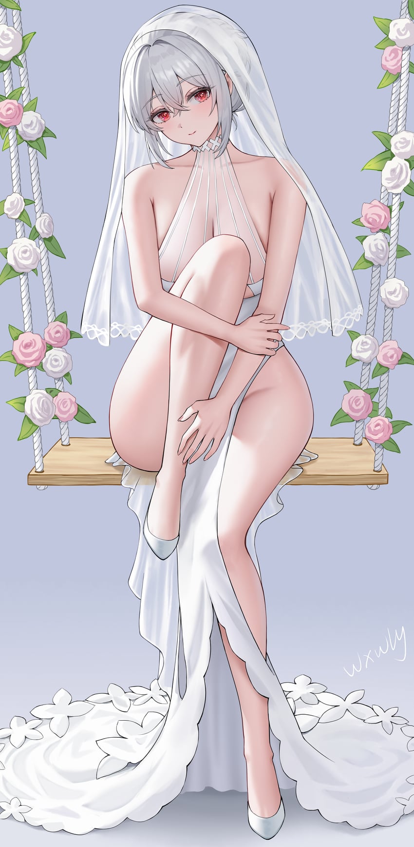 碧蓝航线、sirius (alba sirius) (azur lane)、天狼星 (碧蓝航线) 1名女孩 作者名 乳房 婚纱面纱 乳沟