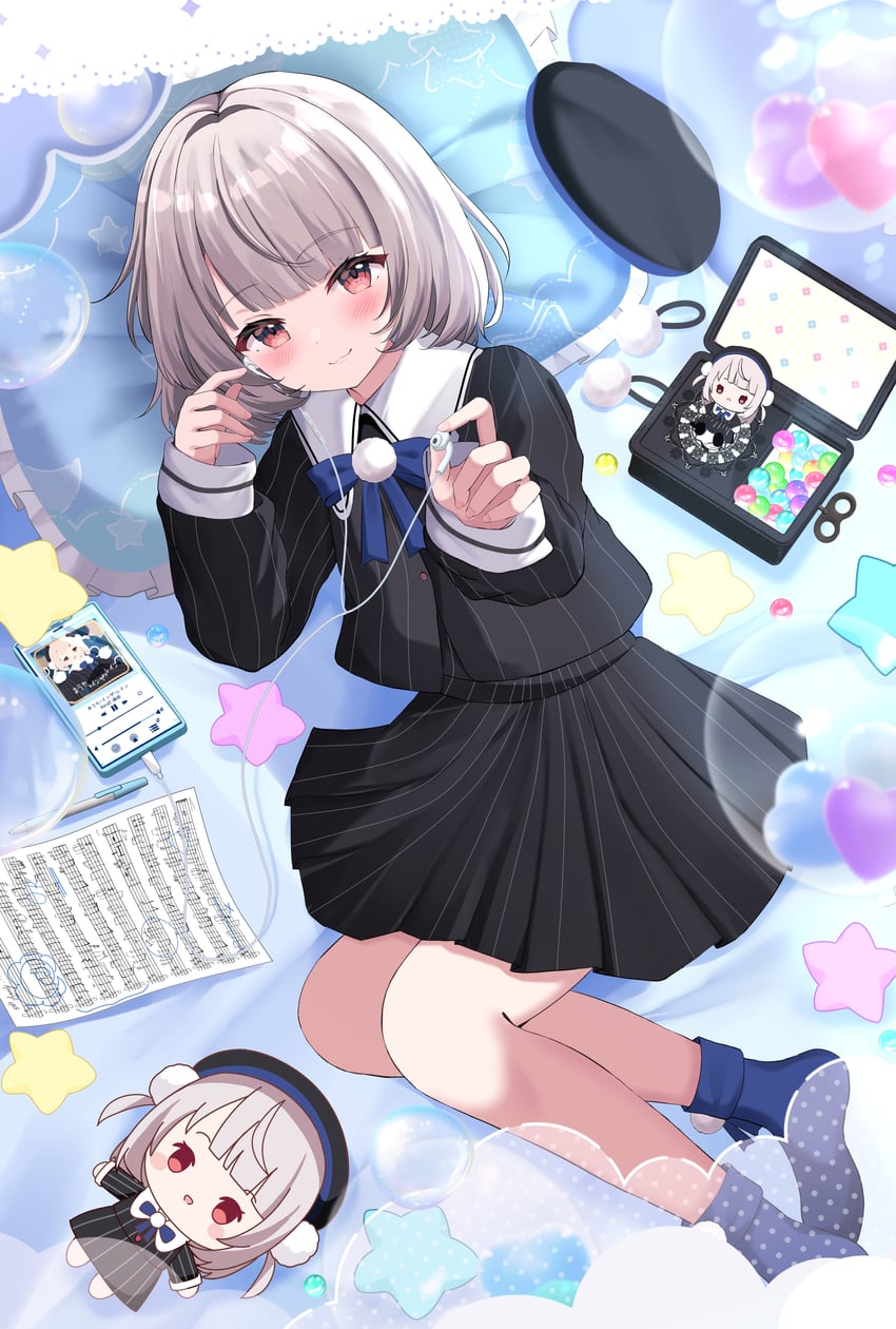 VoiSona、知声 (VoiSona) 1名女孩 黑色裙子 蓝色蝴蝶结 蓝色领结 蓝袜子
