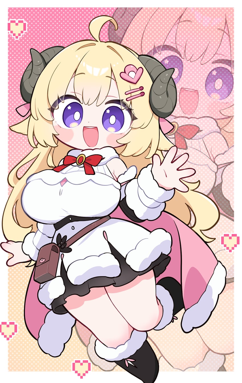 Hololive、角卷绵芽、角卷绵芽 (初始服装) 1名女孩 :D 呆毛 兽耳 黑色靴子